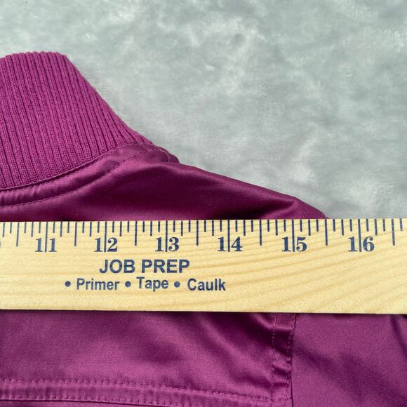 MKM Designs Jacket XL Fuchsia Pink Satin Cropped Ribbed Trim Vintage Y2K - Picture 8 of 12